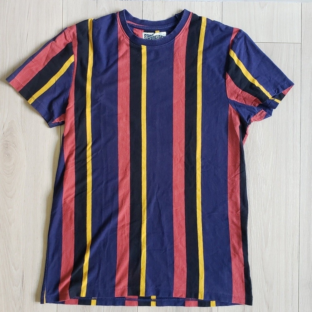 San Francisco Work Shirts Tee Mens M Blue Red Stripe Y2K Streetwear Shirt